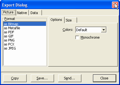 chart export dialogue
